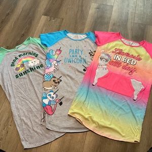 3 Justice brand kids nightgowns size 12